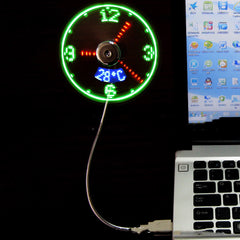 USB Clock Temperature Led Light Fan Mini Fan USB Clock Fan