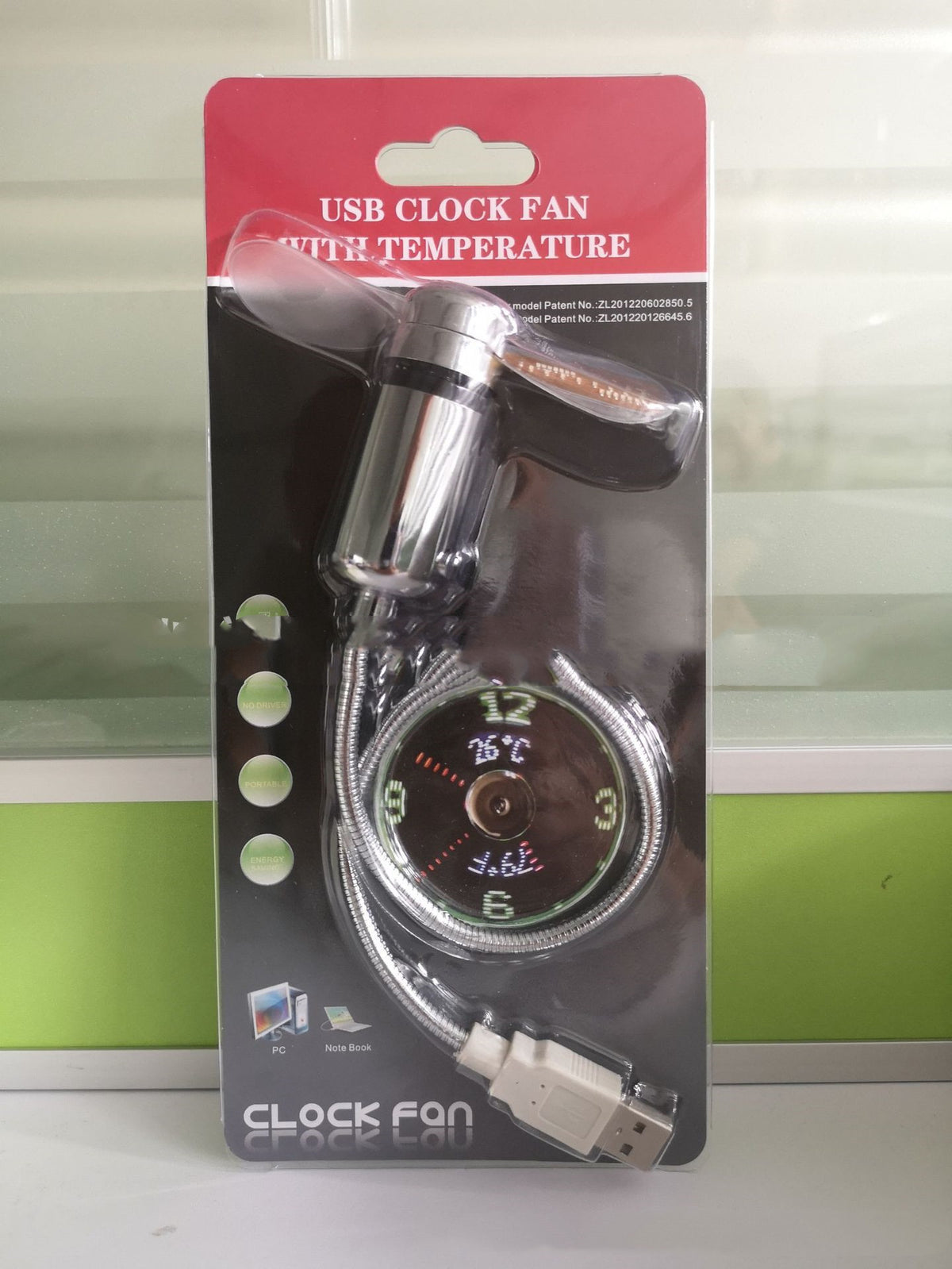 USB Clock Temperature Led Light Fan Mini Fan USB Clock Fan