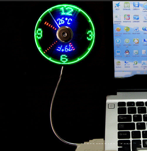 USB Clock Temperature Led Light Fan Mini Fan USB Clock Fan