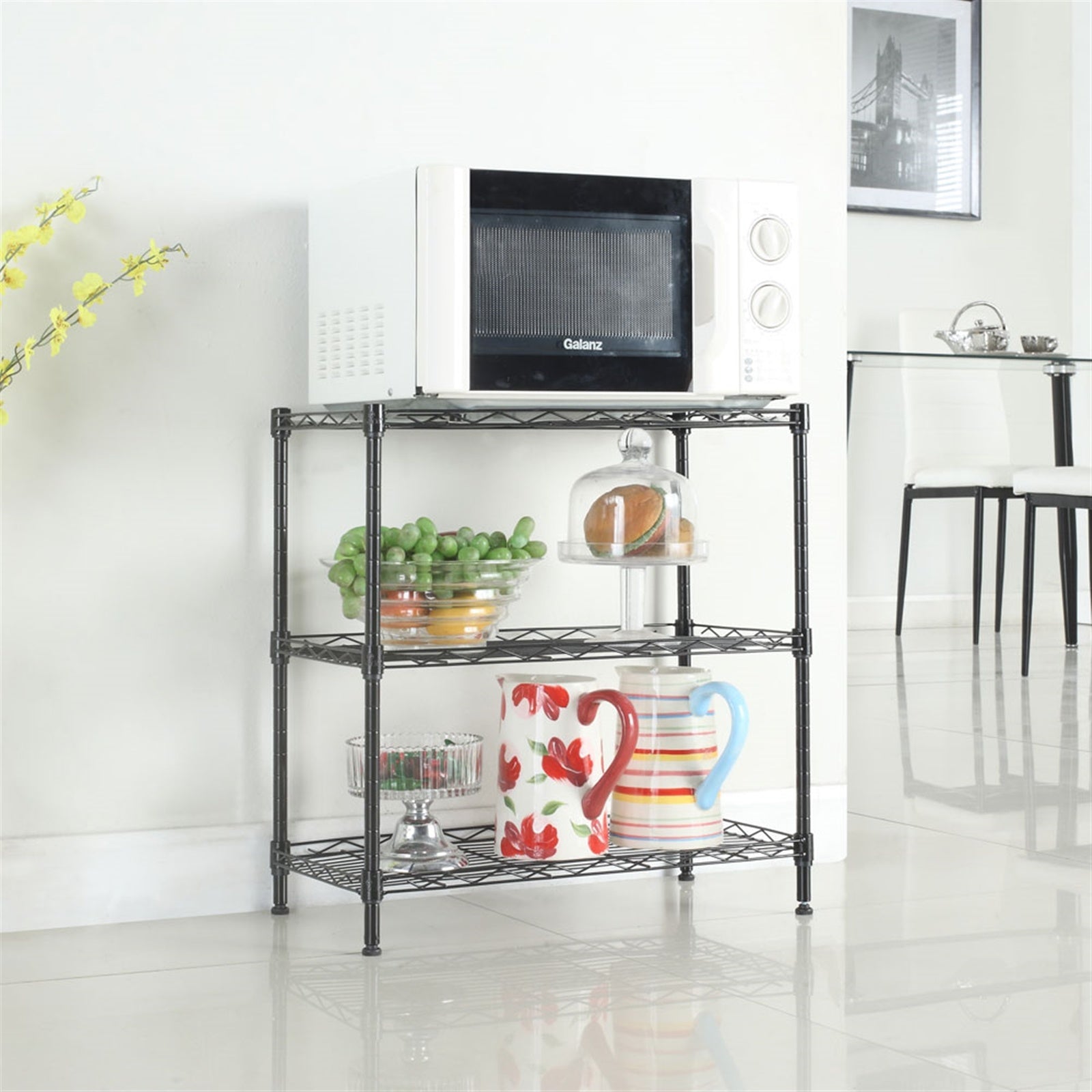 Three-tier Household Shelves Kitchen Shelves Microwave Storage Shelves