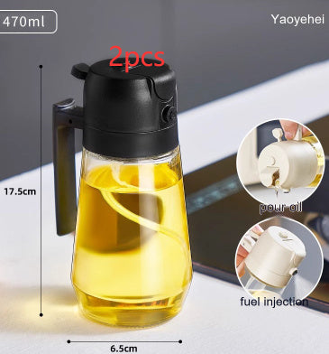 470ML Olive Oil Sprayer Dispenser For Cooking BBQ 2 In 1 Glass Oil