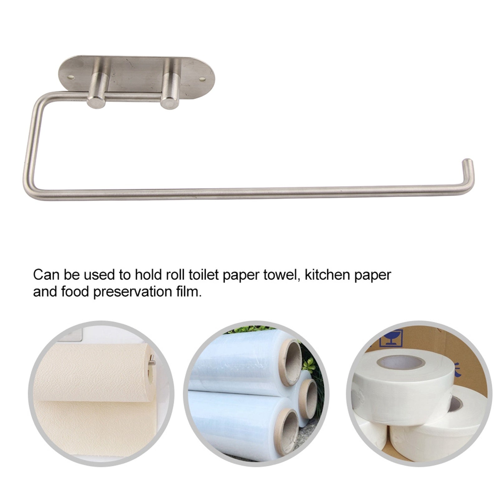 Adhesive 304 Tissue Storage Rack Home Kitchen Roll Paper Towel Holder